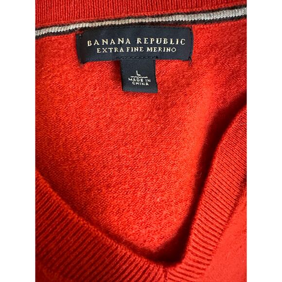 Banana Republic Sweater Women's Large Orange Extra Fine Merino Wool Academia - Picture 2 of 5